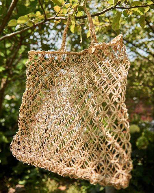 Kubo Isla Macramé Abaca Market Tote Bag