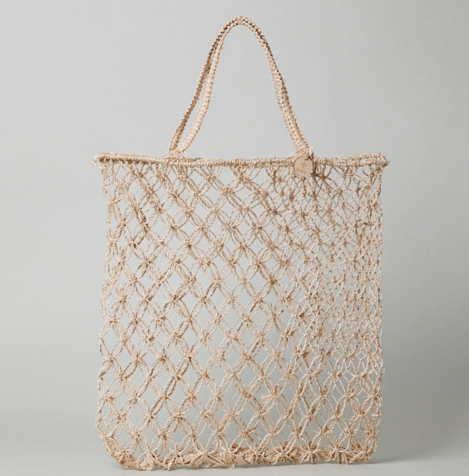 Kubo Isla Macramé Abaca Market Tote Bag